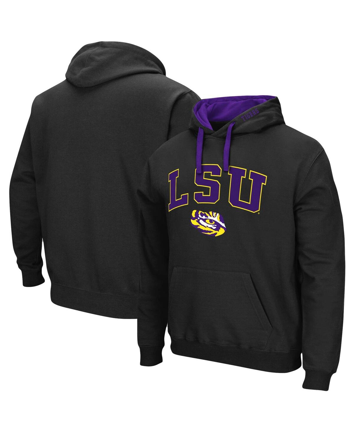 Colosseum Men's  Black Lsu Tigers Big And Tall Arch & Logo 2.0 Pullover Hoodie
