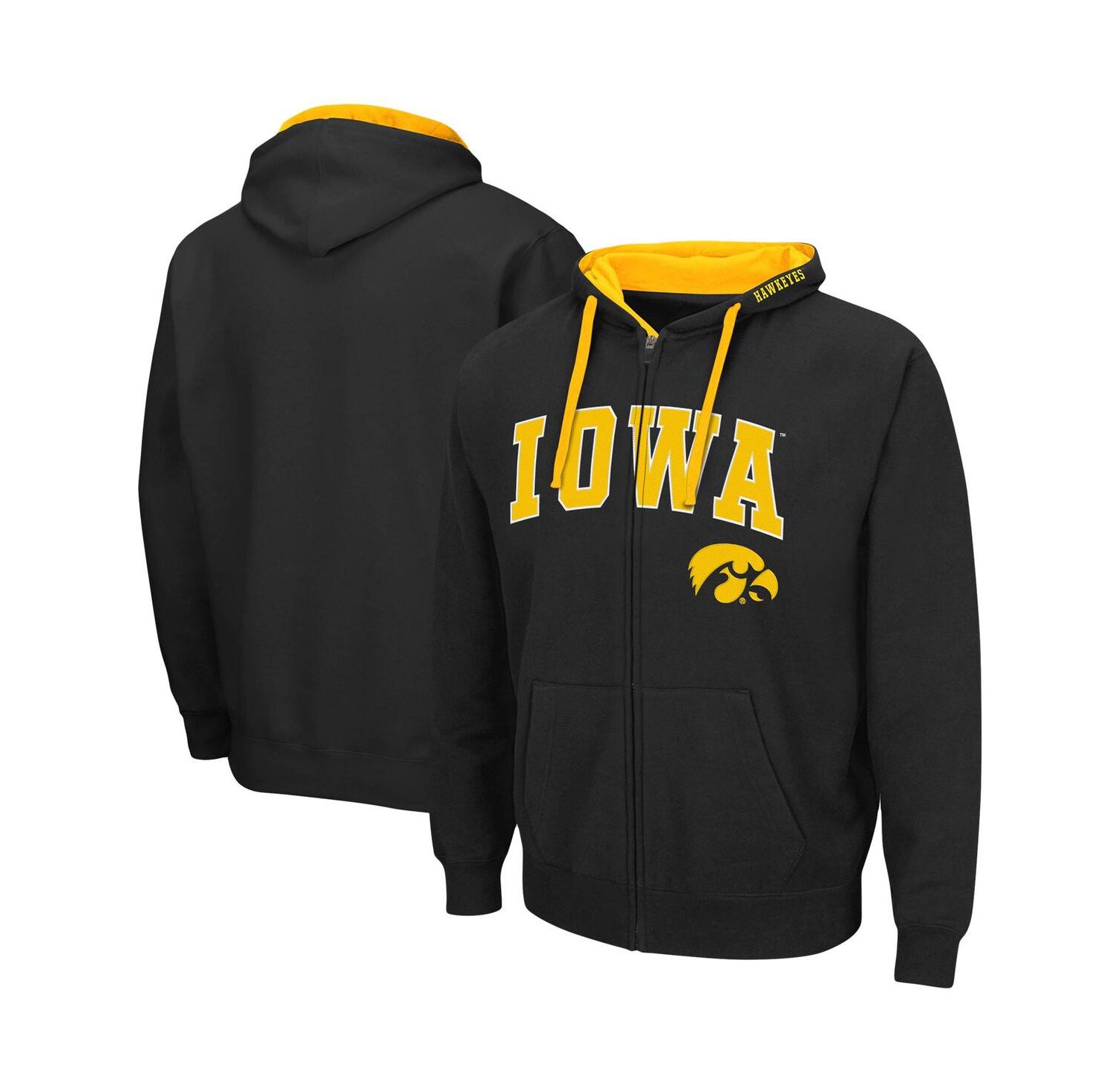 Men's Black Iowa Hawkeyes Big and Tall Full-Zip Hoodie