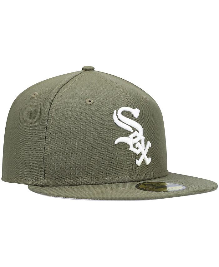 New Era Men's Olive Chicago White Sox Logo White 59FIFTY Fitted Hat ...