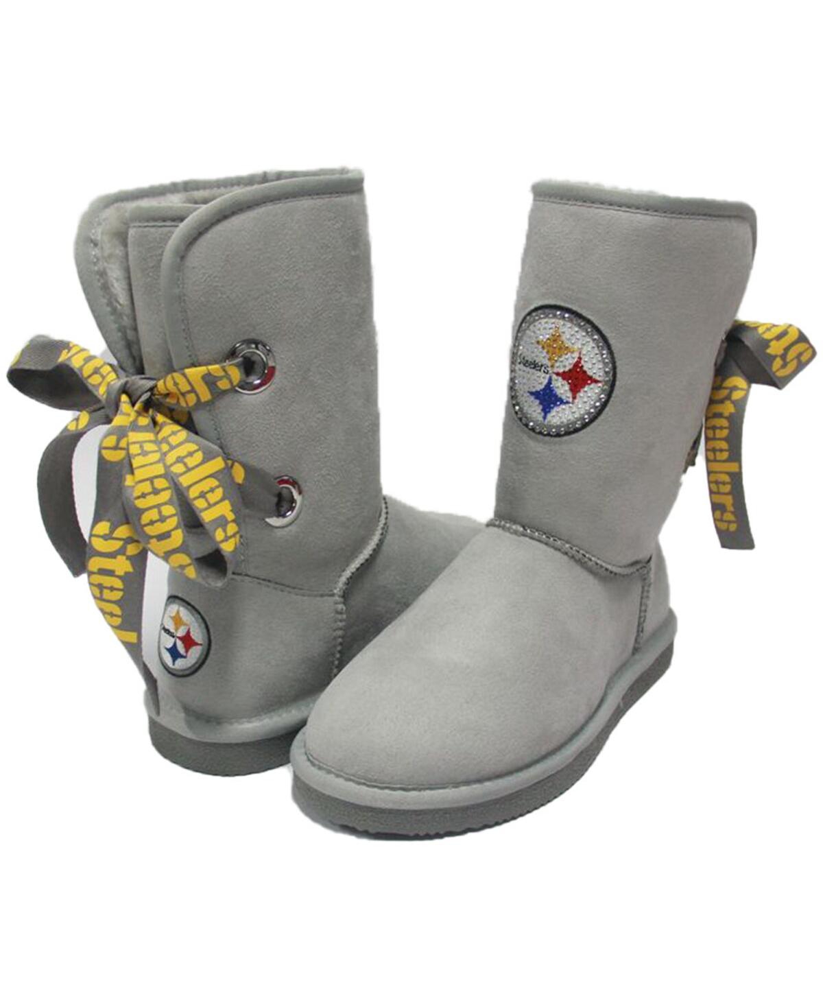 Women's Pittsburgh Steelers Ribbon Boots - Gray