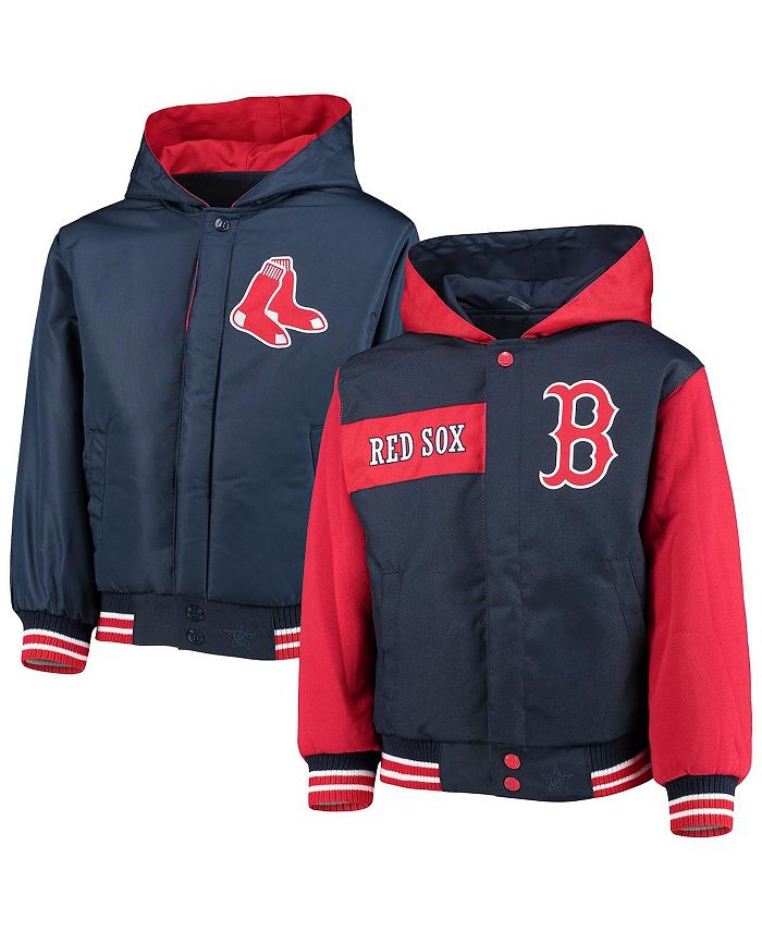 JH Design Big Boys Navy Red Boston Red Sox Reversible Hoodie Full
