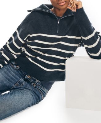 Nautica Women's Striped Cotton Sweater - Long Sleeve Crewneck Pullover, Soft & Casual - View #12