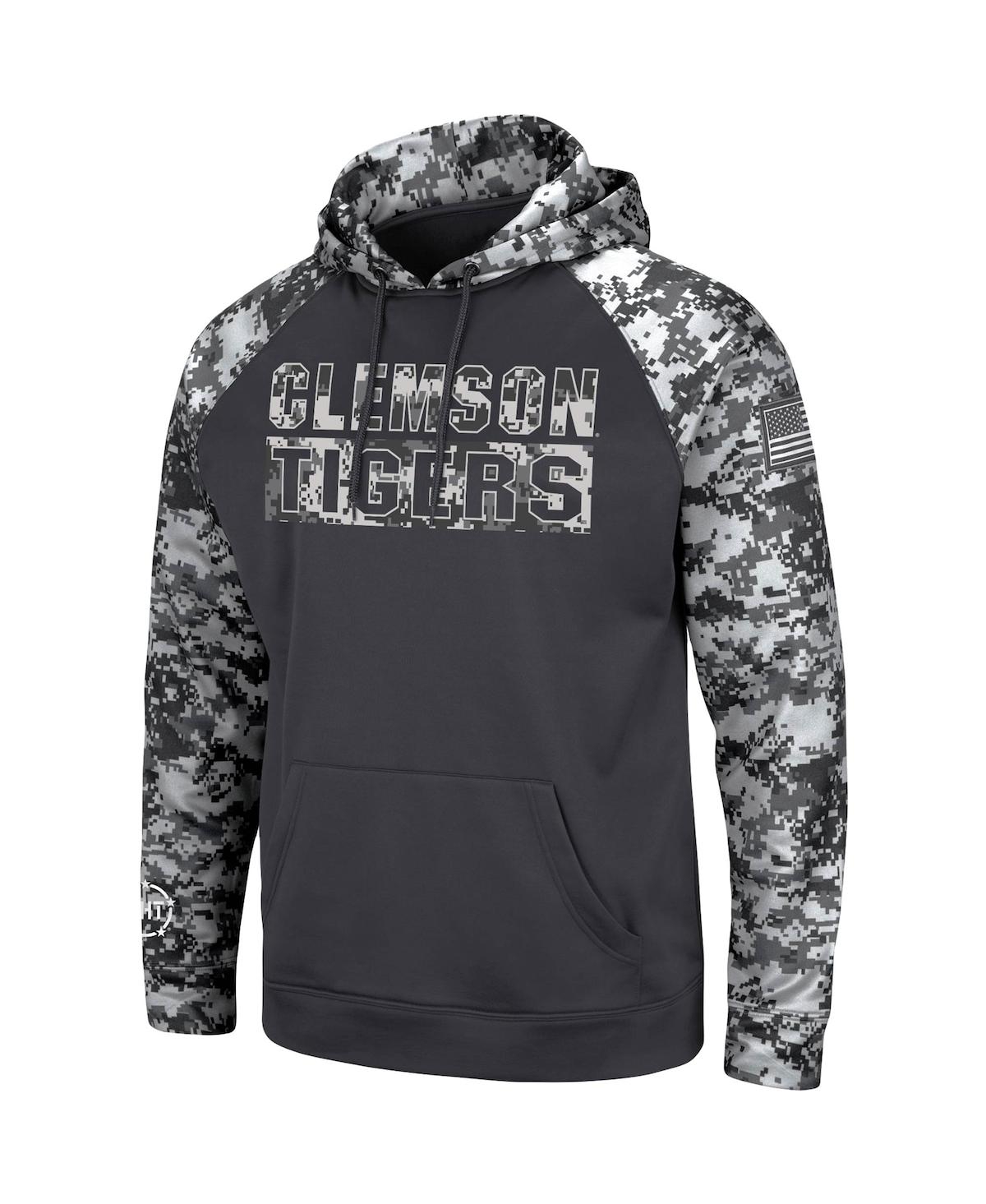 Colosseum Charcoal Clemson Tigers Oht Military Appreciation Digital Camo Pullover Hoodie In Charcoal