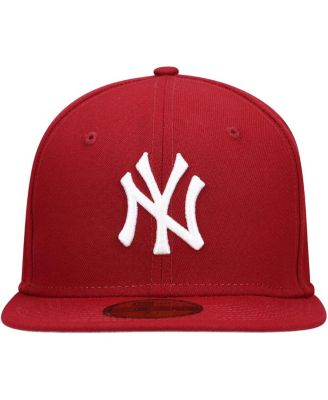 Men's Cardinal New York Yankees Logo White 59FIFTY Fitted Hat