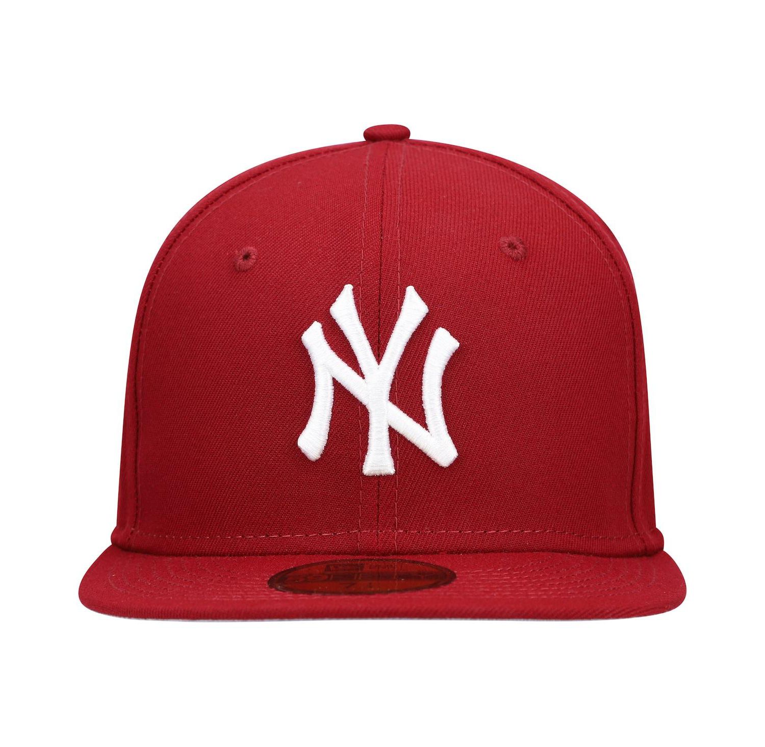 Men's Cardinal New York Yankees Logo White 59FIFTY Fitted Hat