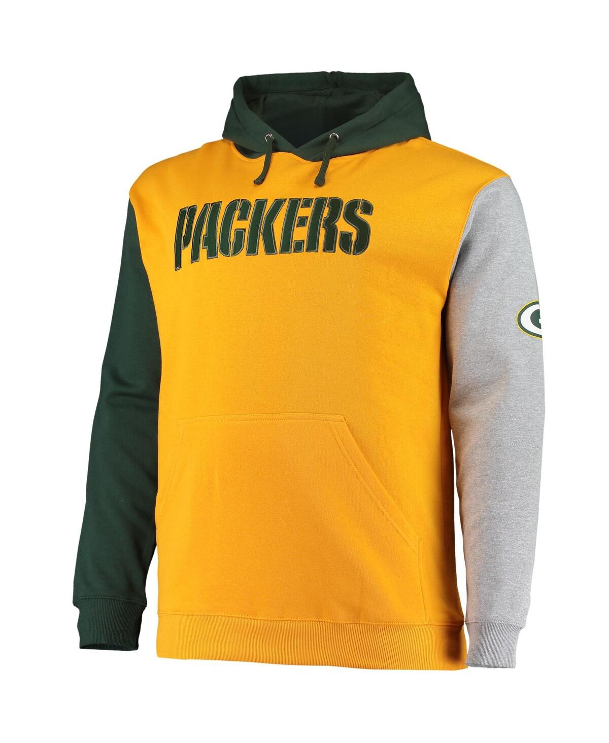 Shop Profile Men's Green, Gold-tone Green Bay Packers Big And Tall Pullover Hoodie In Green,gold-tone