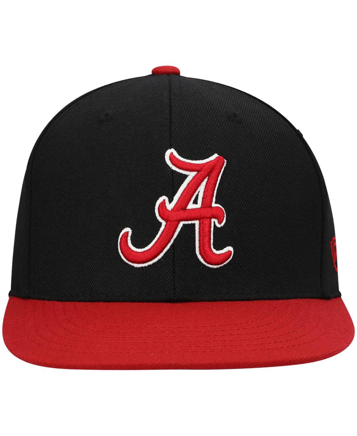 Shop Top Of The World Men's Black And Crimson Alabama Crimson Tide Team Color Two-tone Fitted Hat In Black,crimson