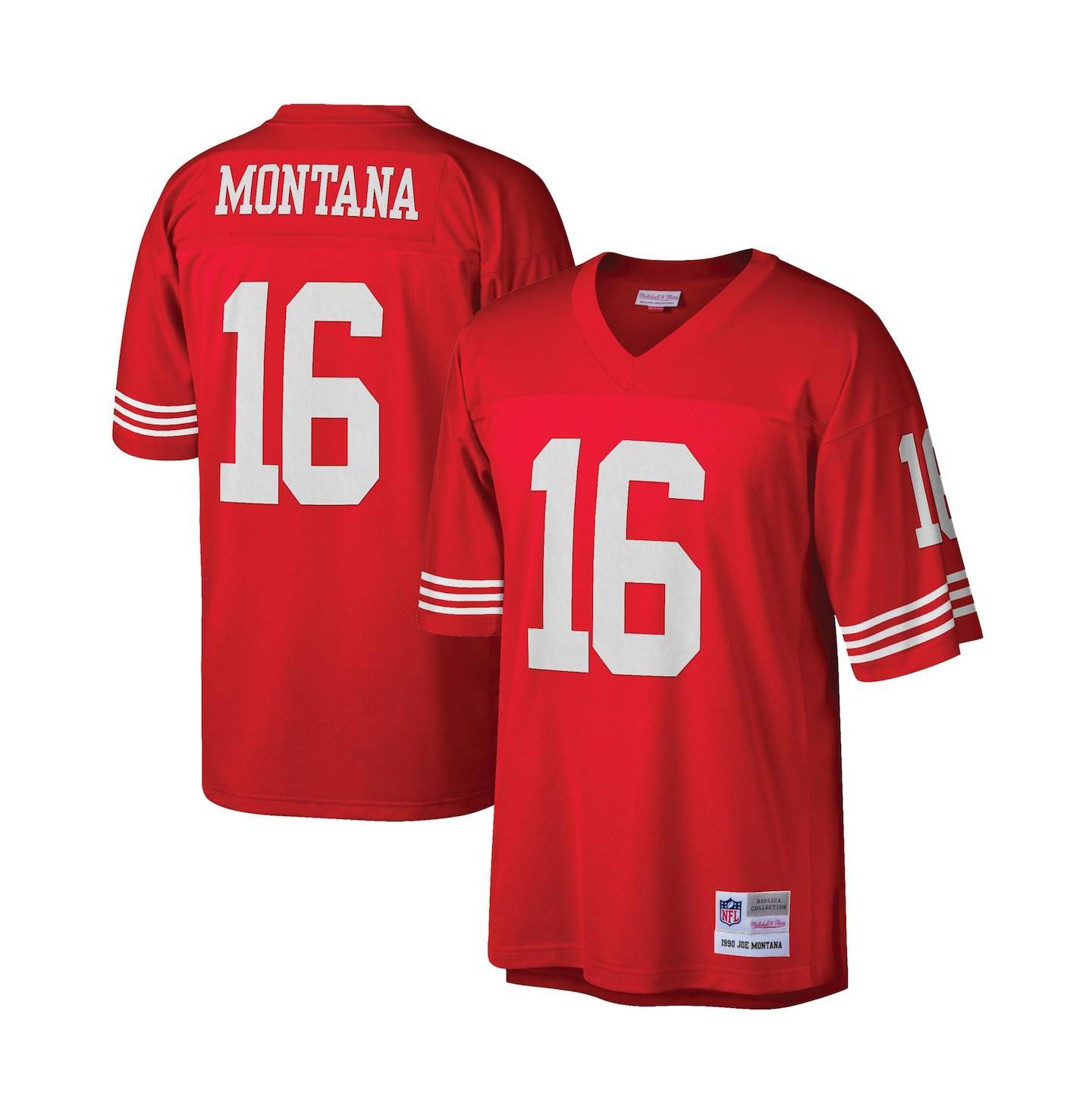 Мужской топ Mitchell & Ness Joe Montana Scarlet San Francisco 49ers Legacy Replica Jersey — фото 4