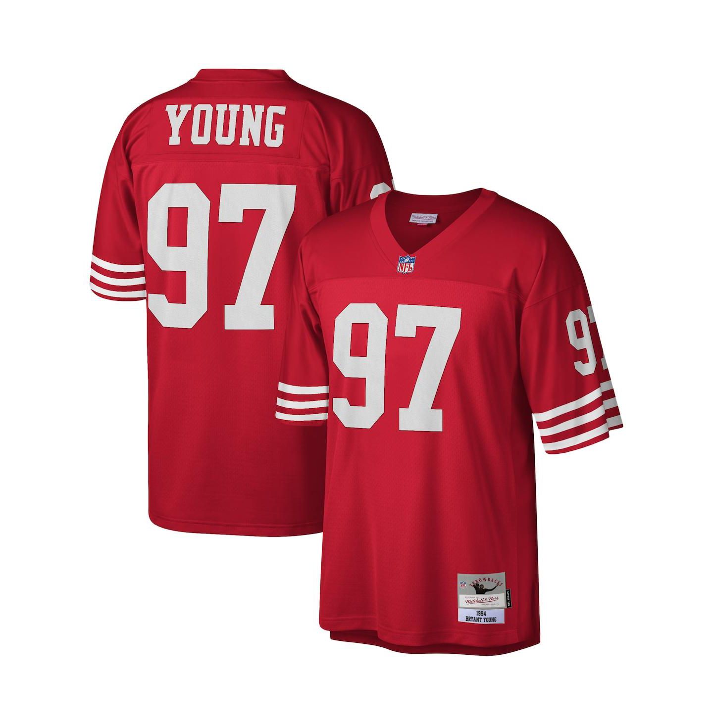 Мужской топ Mitchell & Ness Bryant Young Scarlet San Francisco 49ers 1994 Legacy Replica Jersey — фото 4