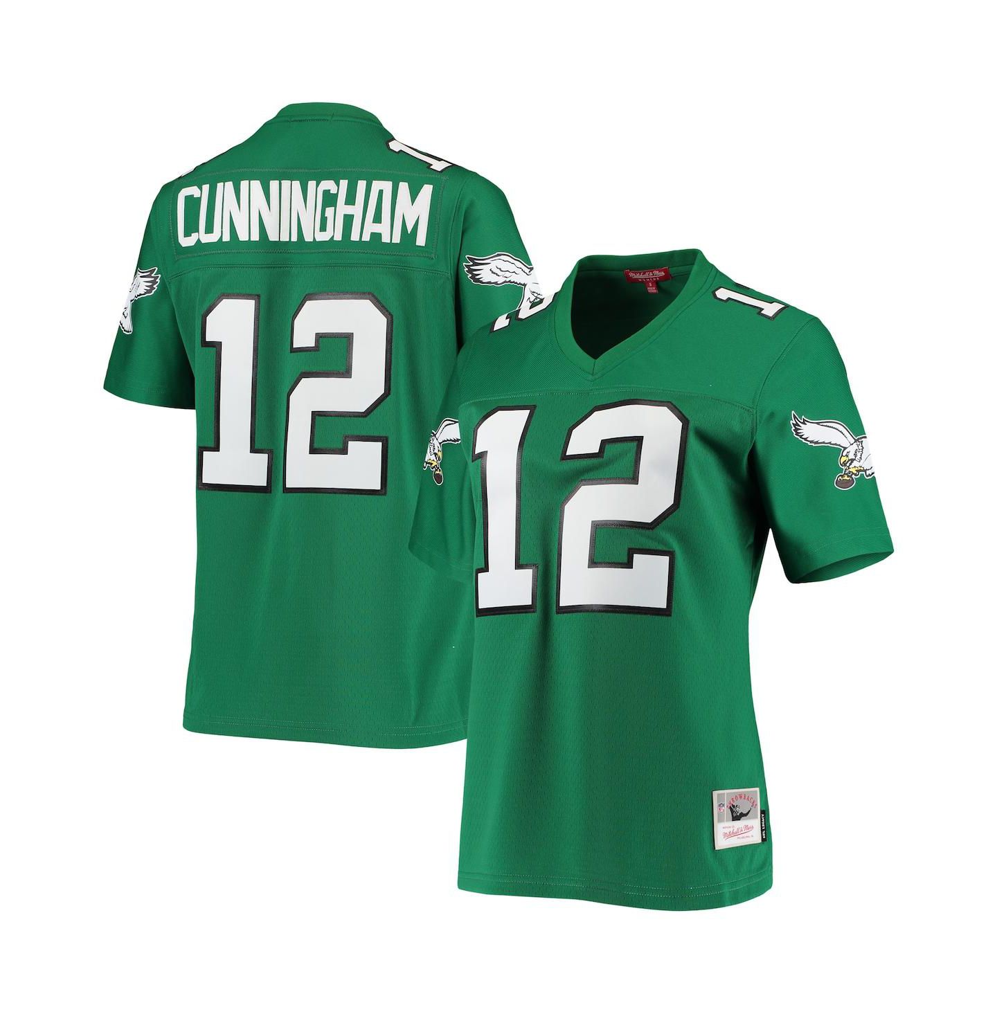 Женский топ Mitchell & Ness Randall Cunningham Kelly Green Philadelphia Eagles 1990 Legacy Replica Jersey — фото 4