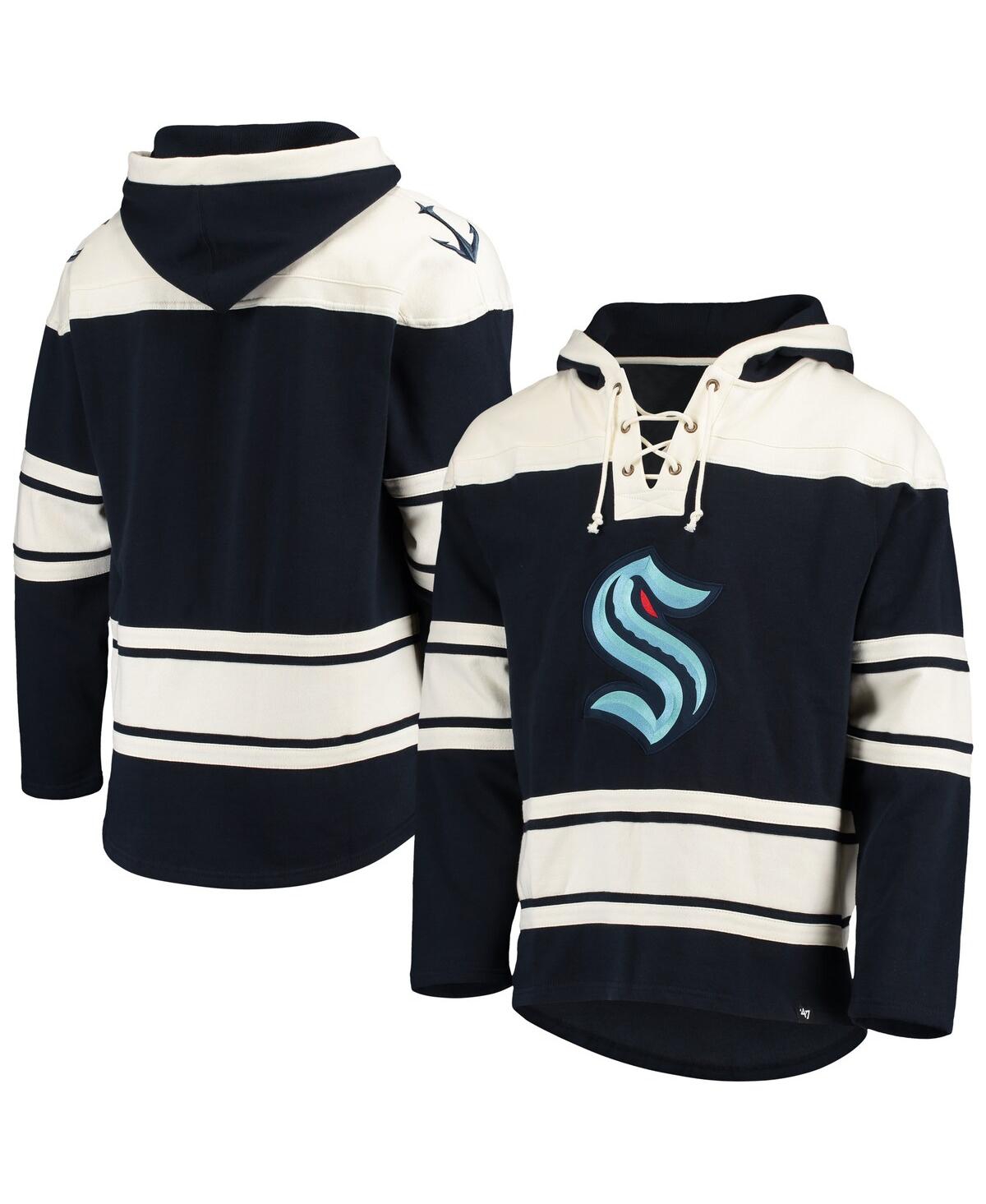 Men'sSeattle Kraken Superior Lacer Team Pullover Hoodie - Deep Sea Blue