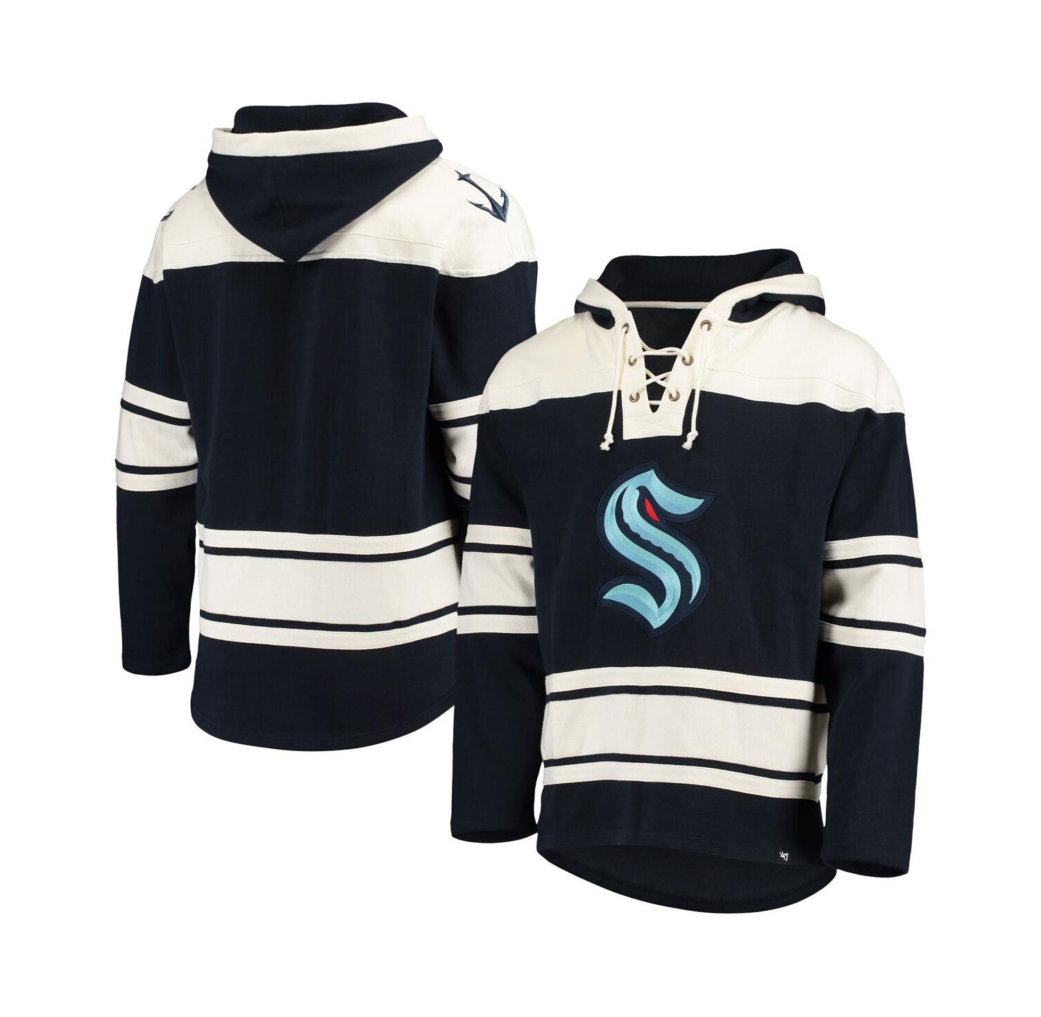 Men's Deep Sea Blue Seattle Kraken Superior Lacer Team Pullover Hoodie