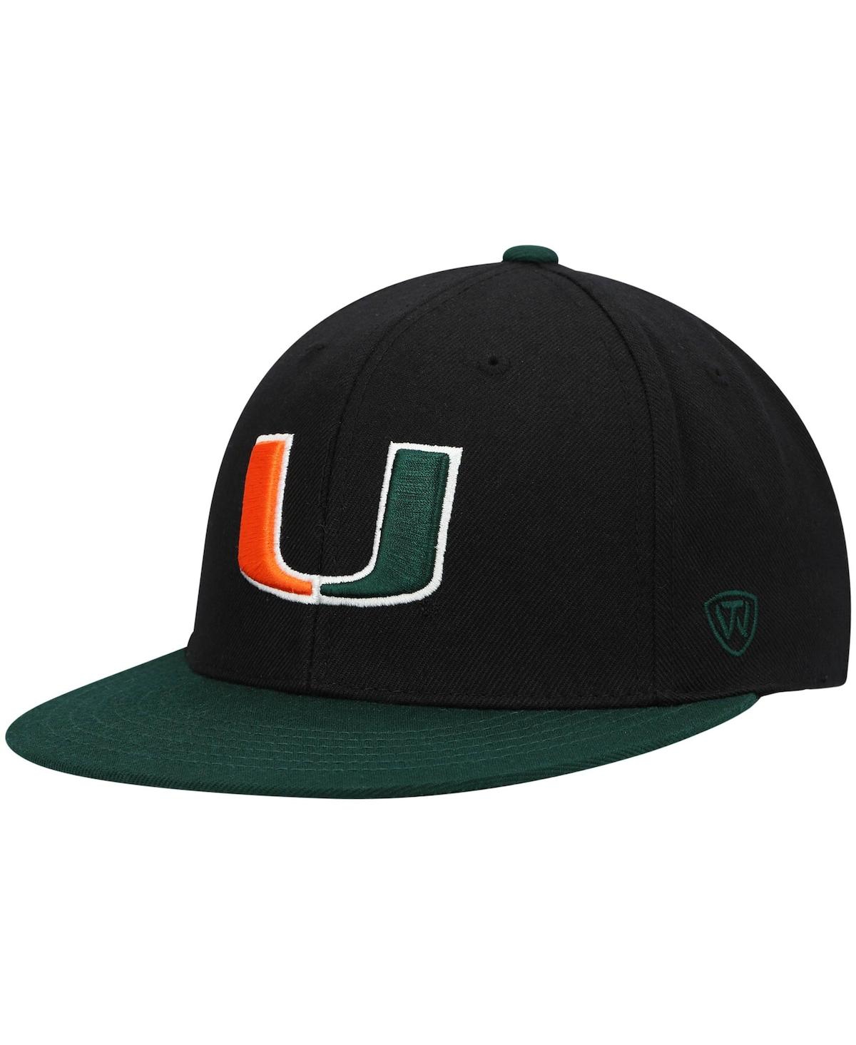 Men'sand Green Miami Hurricanes Team Color Two-Tone Fitted Hat - Black, Green