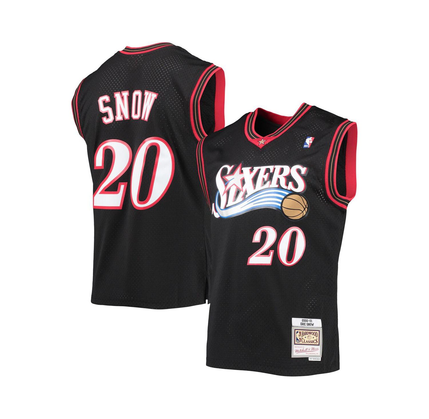 Men's Eric Snow Black Philadelphia 76ers 2000-01 Hardwood Classics Swingman Jersey