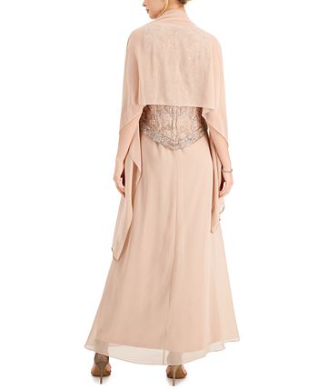 J kara beaded gown & chiffon scarf clearance