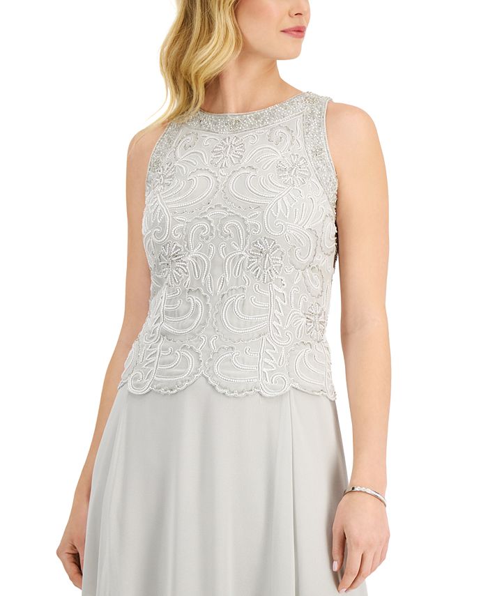 J kara beaded best sale gown & chiffon scarf