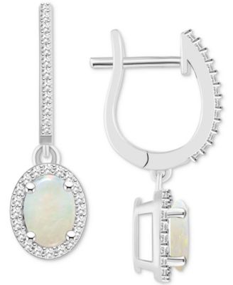 Rhodolite Garnet (1-7/8 ct. t.w.) & Diamond (1/3 ct. t.w.) Leverback Drop Earrings in Sterling Silver (Also in Citrine, Blue Topaz, Amethyst, Peridot, & Opal)