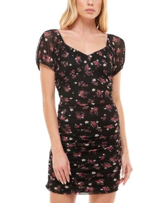 Ultra Flirt - Juniors' Printed Ruched Bodycon Dress
