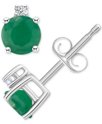 Sapphire (3/4 ct. t.w.) & Diamond Accent Stud Earrings in 14k White Gold (Also in Emerald, Ruby, & Tanzanite)