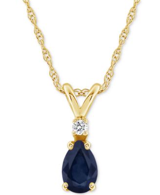 Macy's - Emerald (3/8 ct. t.w.) & Diamond Accent 18" Pendant Necklace in 14k Gold (Also in Ruby & Sapphire)