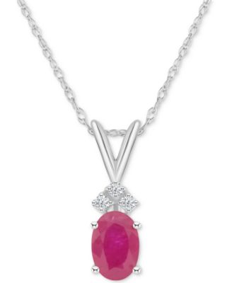 Sapphire (1 ct. t.w.) & Diamond Accent 18" Pendant Necklace in 14k White Gold (Also in Ruby)