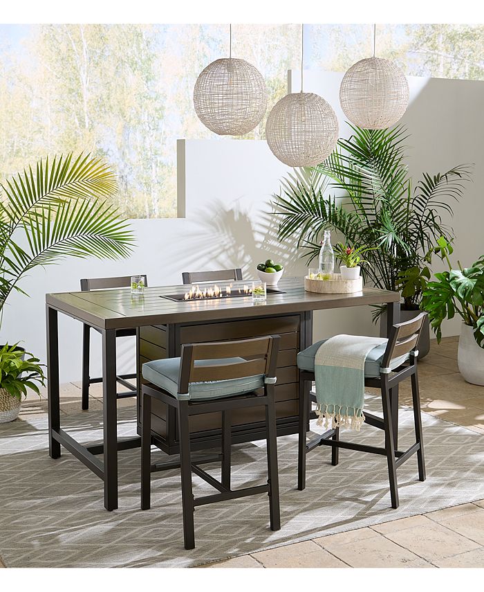 Agio Stockholm 5Pc. Chat Set (1 Fire Pit & 4 Counter Height Chairs