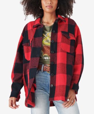 Lucky Brand Cotton Oversized Plaid Shirt Jacket Macy s