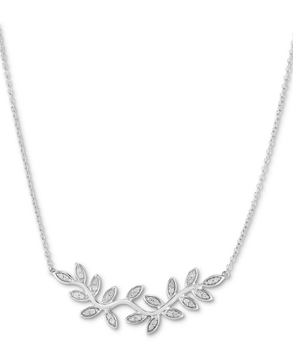 MACY'S DIAMOND VINE STATEMENT NECKLACE (1/4 CT. T.W.) IN STERLING SILVER, 18" + 2" EXTENDER