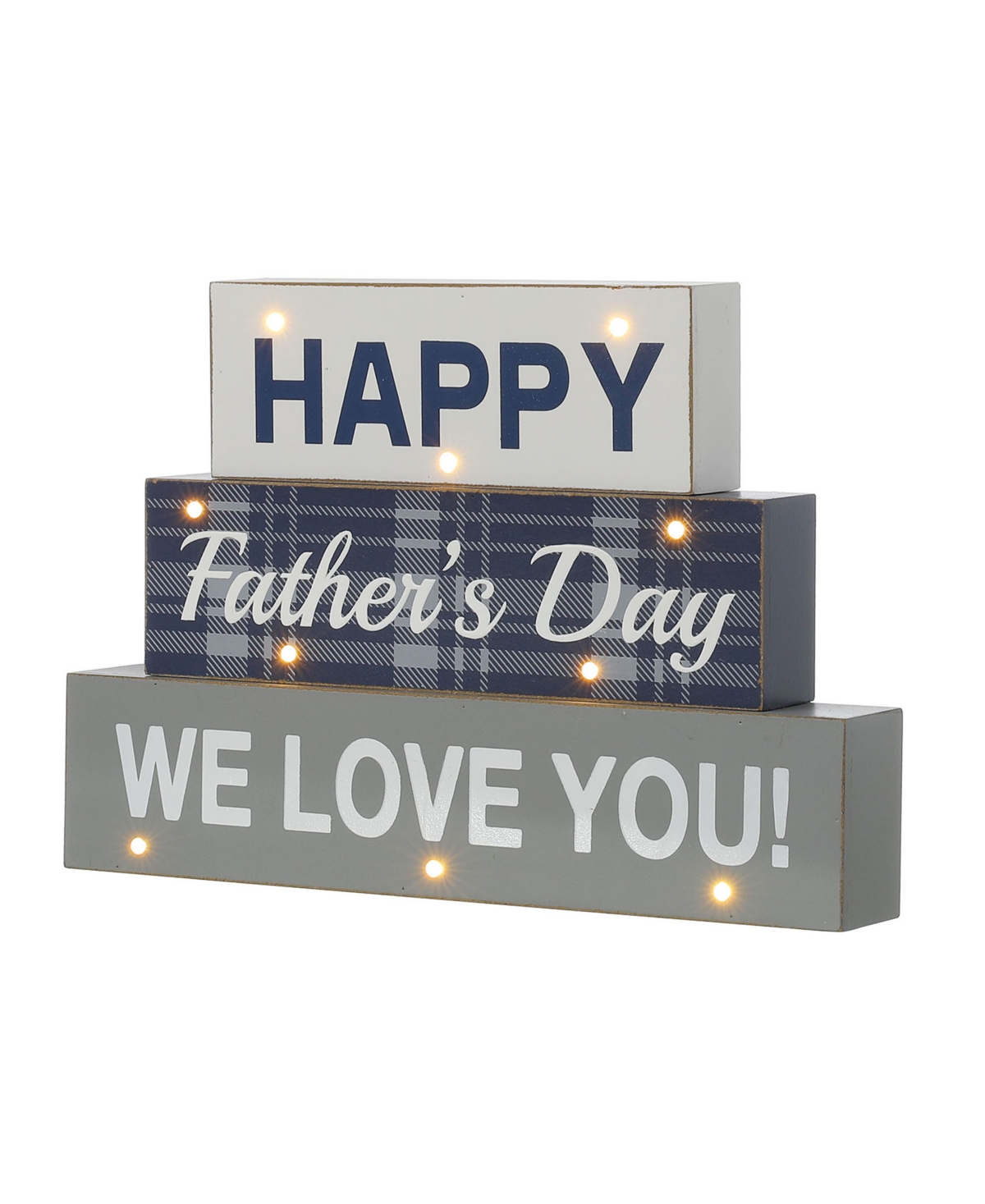 12" Lighted Wooden Happy Father's Day Block Sign - Blue