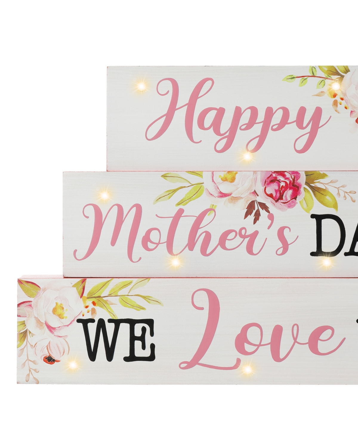 Glitzhome Lighted Wooden Happy Mother's Day Block Sign