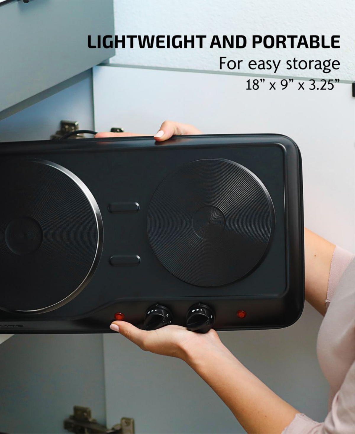 OventeCountertop Electric Double Burner with Adjustable Temperature Control