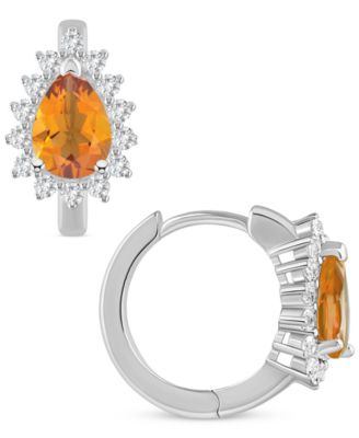 Amethyst (1-1/3 ct. t.w.) & White Topaz (1/3 ct. t.w.) Hoop Earrings in Sterling Silver (Also Available in Citrine, Rhodolite Garnet, Peridot, & Blue Topaz)