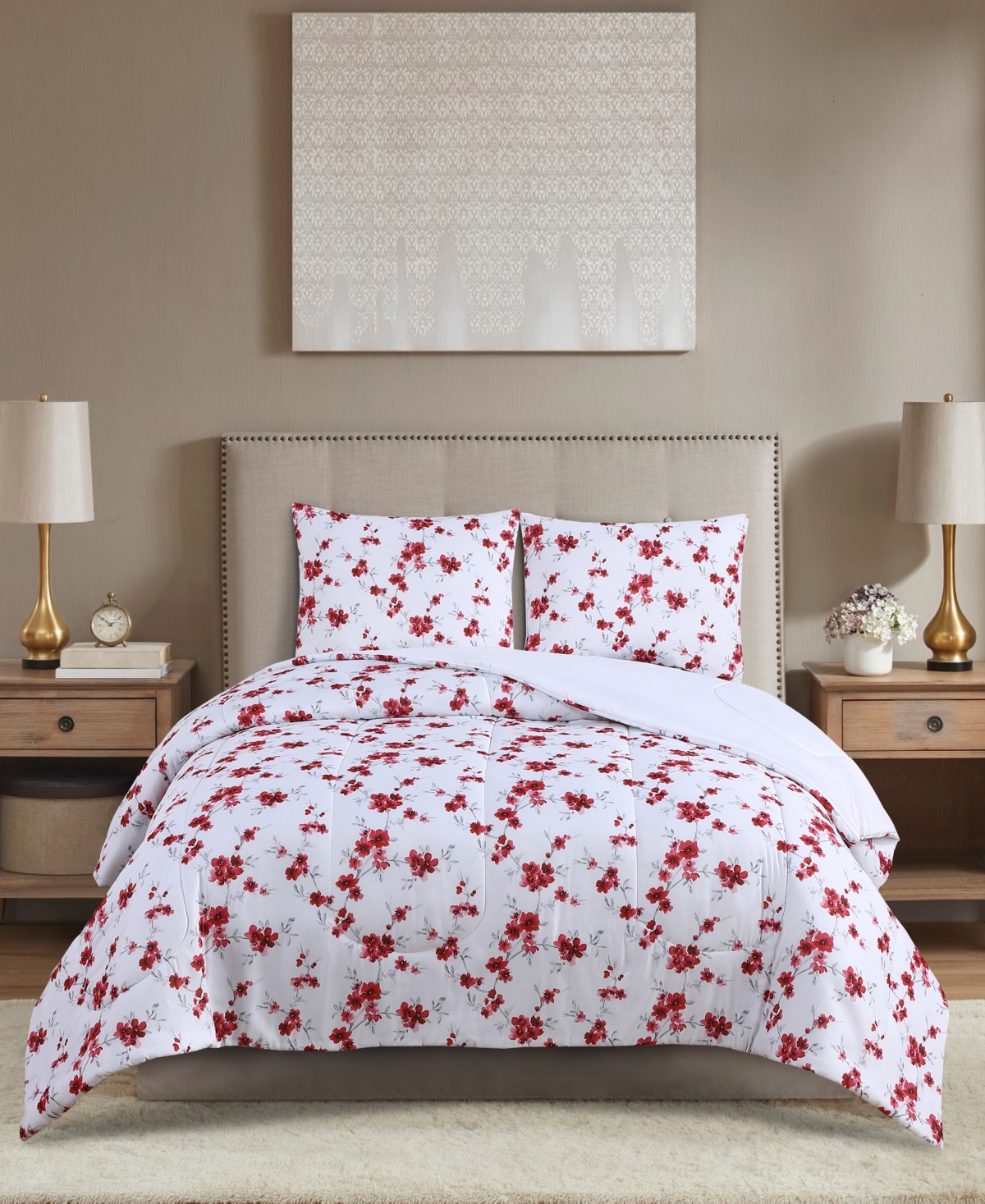 Keeco Cherry Floral 2pc. Twin Comforter Set, Created For Macy's