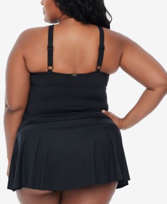 Shop Ralph Lauren Plus Size High Neck Tankini Top Swim Bottom In Black