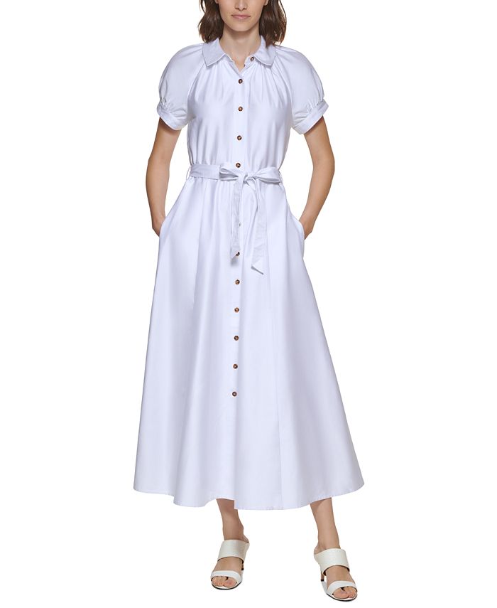 Calvin Klein Button-Front Maxi Shirtdress & Reviews - Dresses - Women -  Macy's