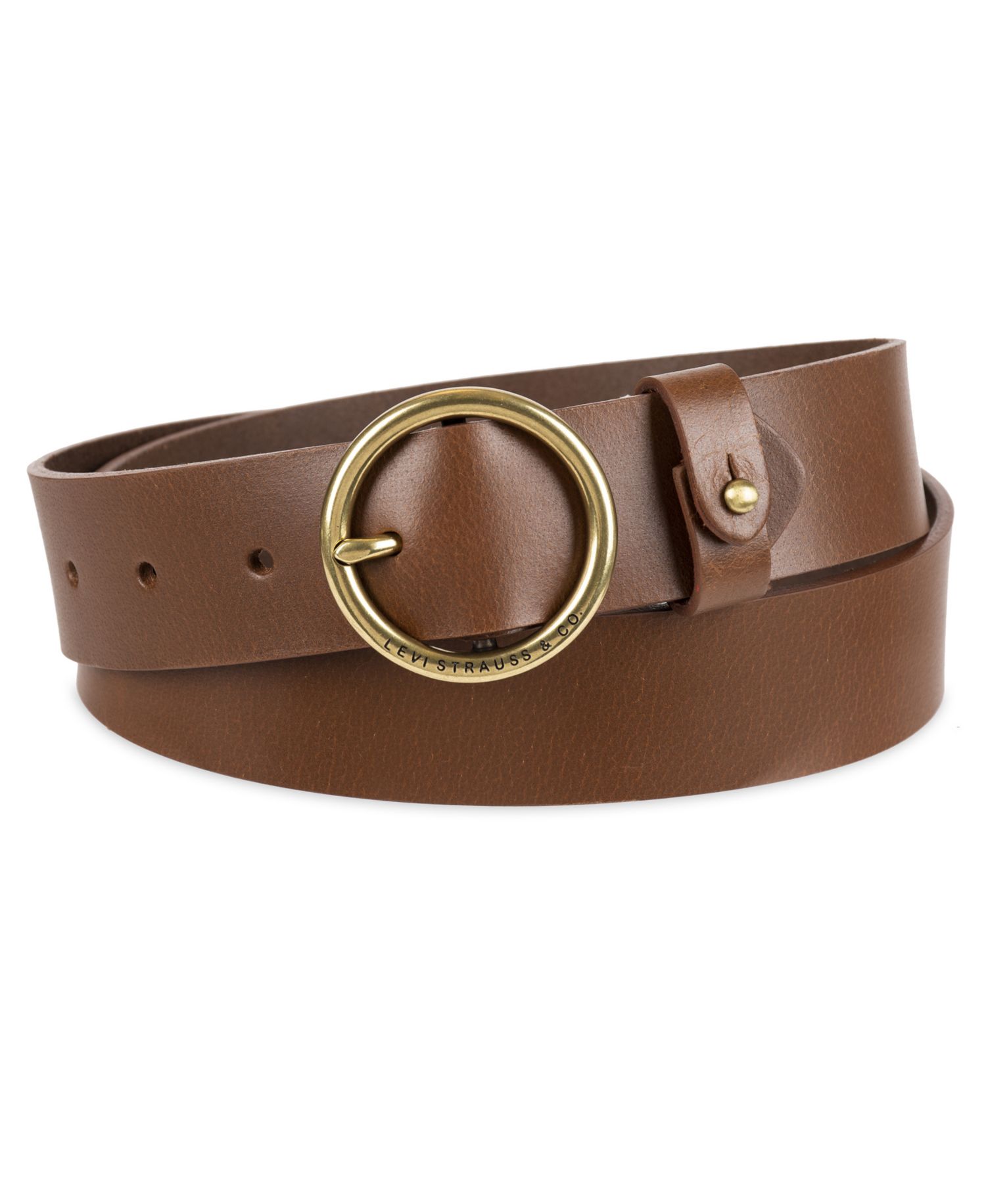 Women's Circular Center Bar Buckle Leather Belt