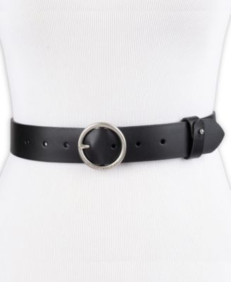Women's Circular Center Bar Buckle Leather Belt
