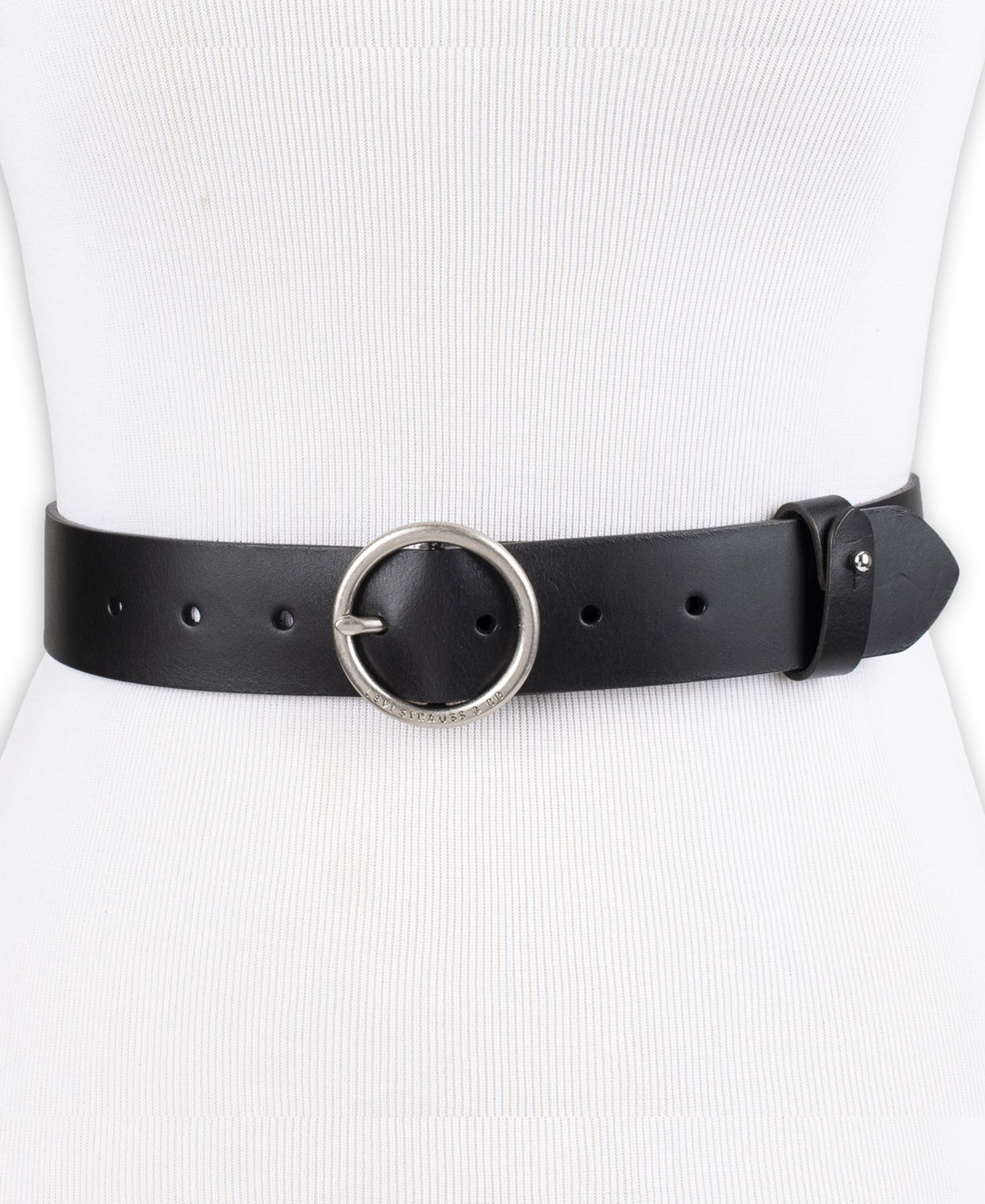 Women's Circular Center Bar Buckle Leather Belt