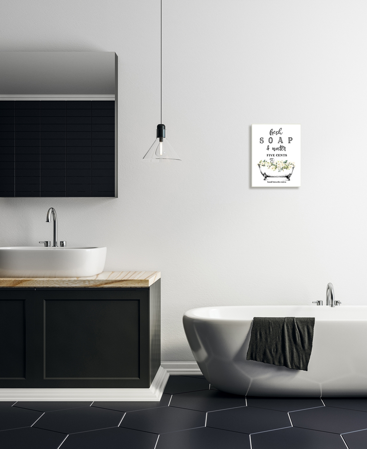 Stupell Industries Fresh Soap and Water Bath Tub Bathroom Design Wall Plaque Art, 10