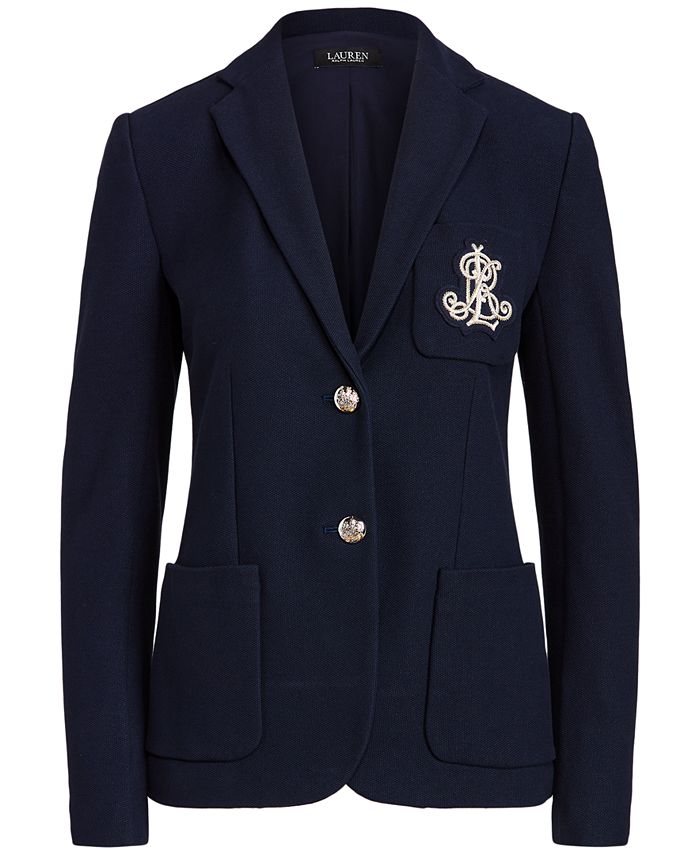 ralph lauren patch jacquard blazer