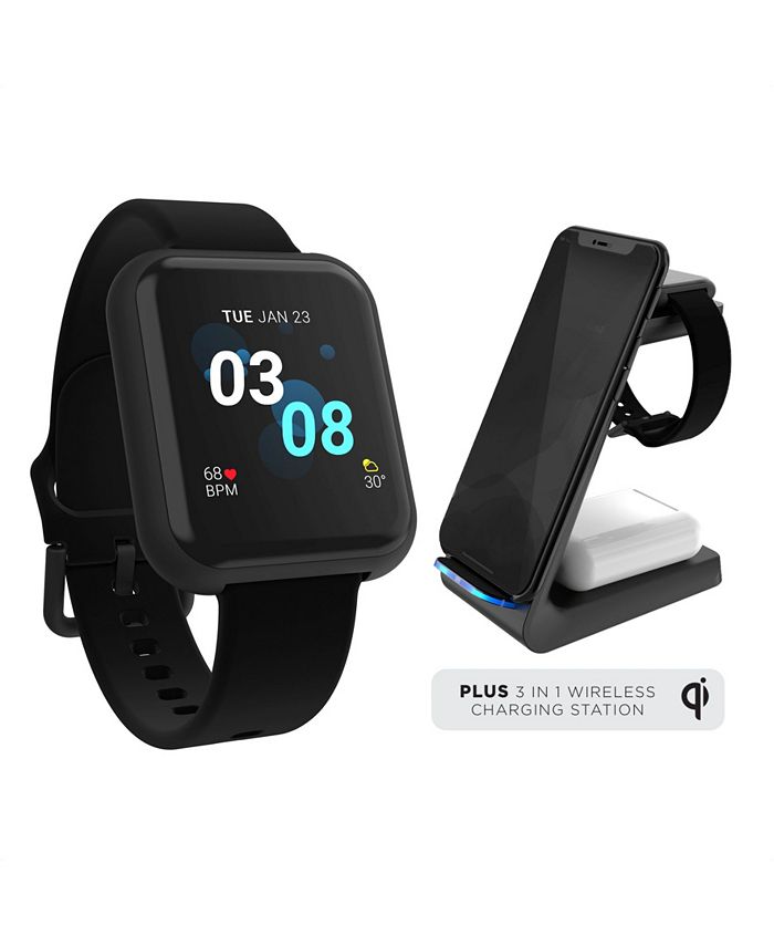 iTouch Unisex Air 3 Black Silicone Strap Smartwatch with 3 in 1