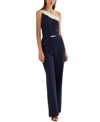 Lauren Ralph Lauren One Shoulder Crepe Jumpsuit Macy s