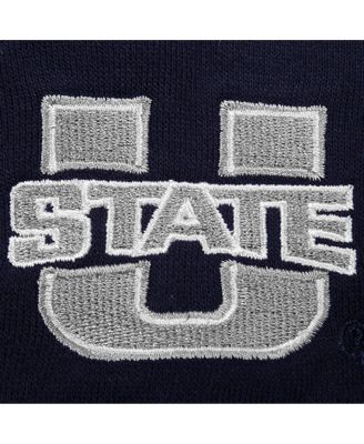 Women's Stadium Athletic Navy Utah State Aggies Arched Name Full-Zip Hoodie