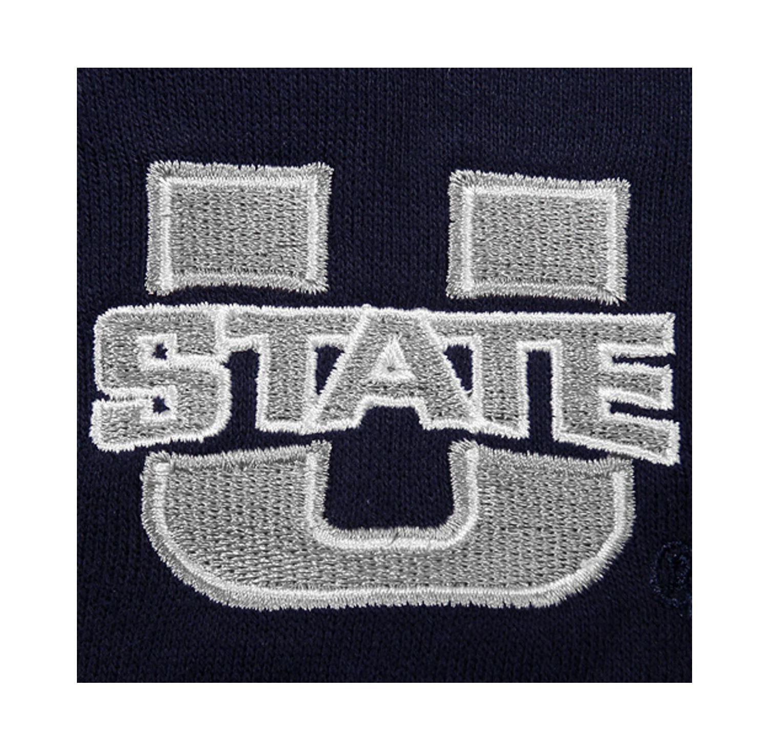 Women's Stadium Athletic Navy Utah State Aggies Arched Name Full-Zip Hoodie