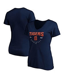 Women's Navy Detroit Tigers Live For It V-Neck T-shirt
