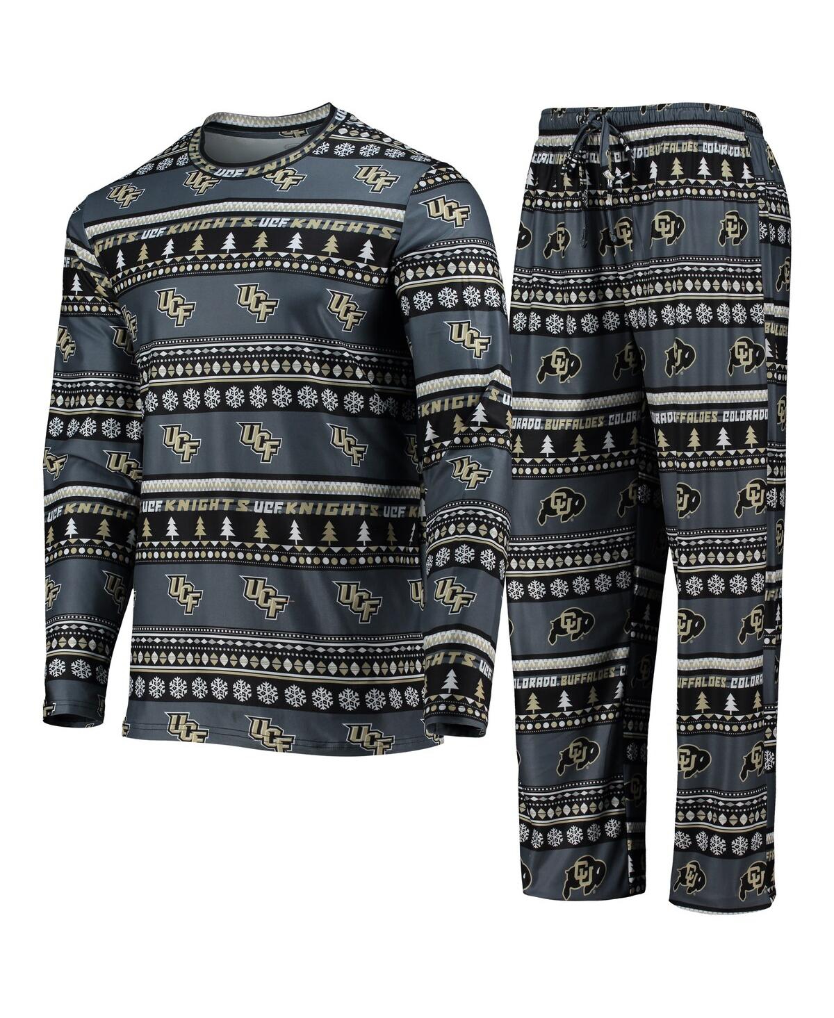 Men's Charcoal Ucf Knights Ugly Sweater Long Sleeve T-shirt and Pants Sleep Set - Charcoal