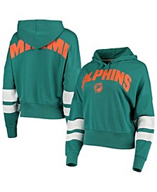 Women's Aqua and White Miami Dolphins Sideline Stripe Pullover Hoodie