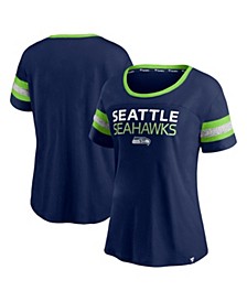 Women's College Navy Seattle Seahawks Clean Cut Stripe T-shirt