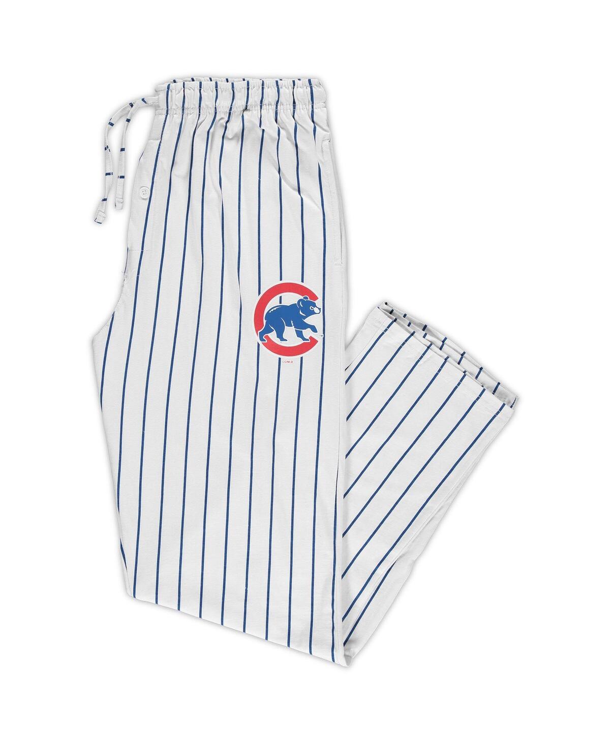 Shop Concepts Sport Men's White, Royal Chicago Cubs Big And Tall Pinstripe Sleep Pants In White,royal