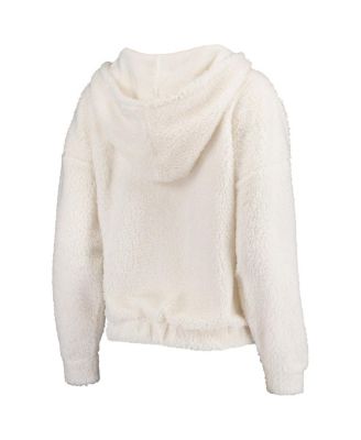 Women's Cream Los Angeles Lakers Fluffy Long Sleeve Hoodie Top and Shorts Sleep Set